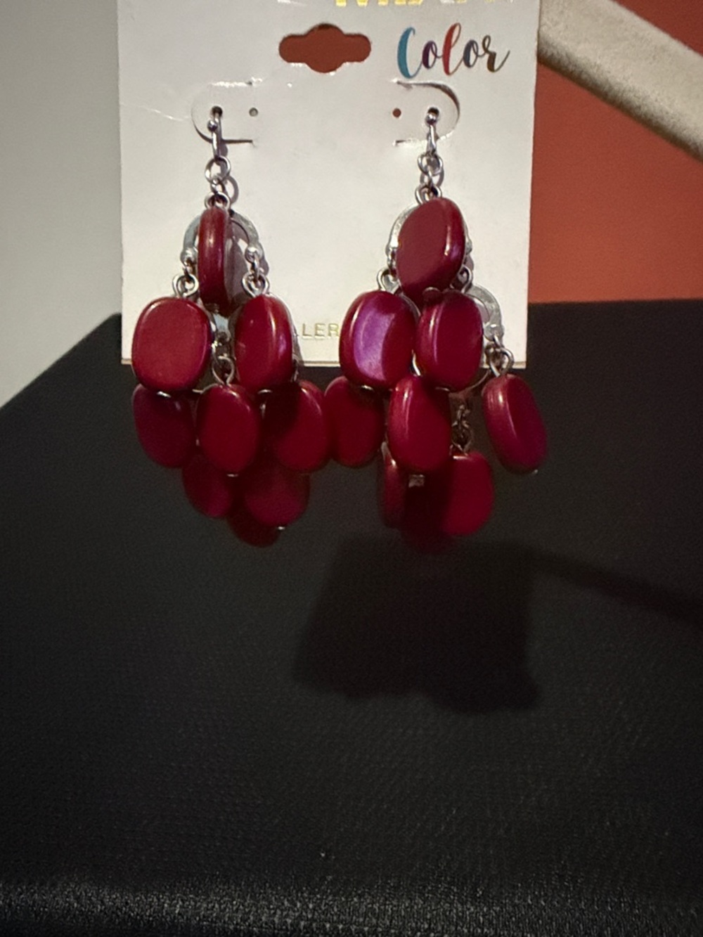 Mixit Berry Red Cluster Drop Earrings